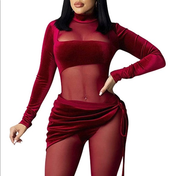 Red Velvet Jumper With Skirt | Poshmark